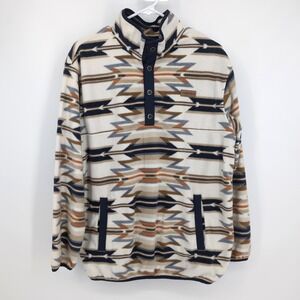 Cinch Pullover Fleece Multicolor Aztec Print Western Snap Neck Mens Size M